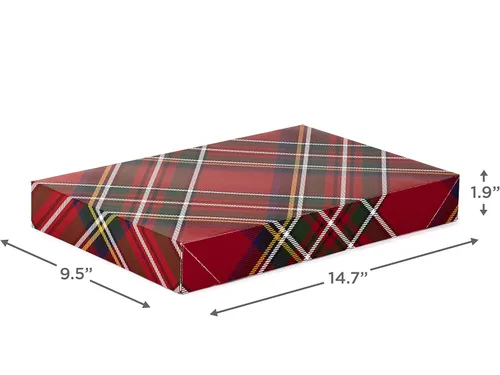 Miniatura 3 de Hallmark Cajas de regalo medianas con tapas (12 cajas de camisas, 3 diseños: cuadros de búfalo, cuadros rojos, tartán verde) para Navidad, fiestas