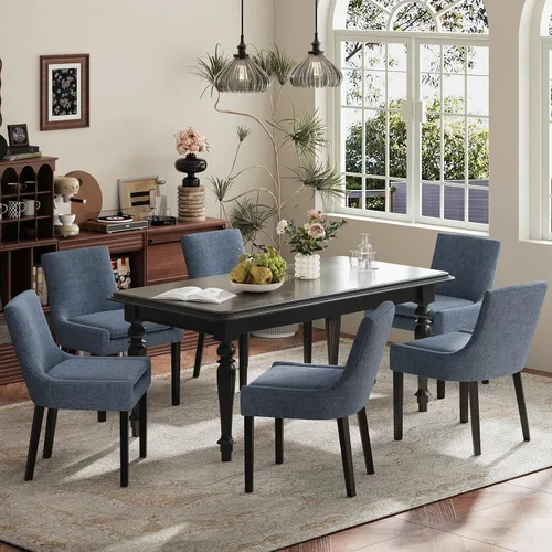 Miniatura 42 de MALOL Juego de 2 sillas de comedor tapizadas en corduroy con patas de madera, sillas de cocina laterales acolchadas de respaldo medio para comedor