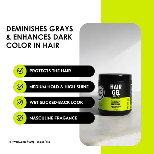 Miniatura 6 de Gel para el cabello negro Rolda para hombres - Gel de peinado de sujeción media con carbón activado para aspecto húmedo - Cubre las canas y realza