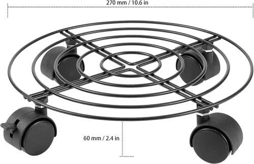 Miniatura 2 de KEILEOHO Paquete de 3 organizadores de metal para plantas de 10.6 pulgadas con ruedas, soportes resistentes para plantas, soporte rodante