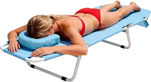 Miniatura 14 de MOPHOTO Silla de Descanso Plegable de 5 Posiciones, Catre Plegable, Silla de Descanso Portátil para Exteriores para Bronceado Solar, Perfecta