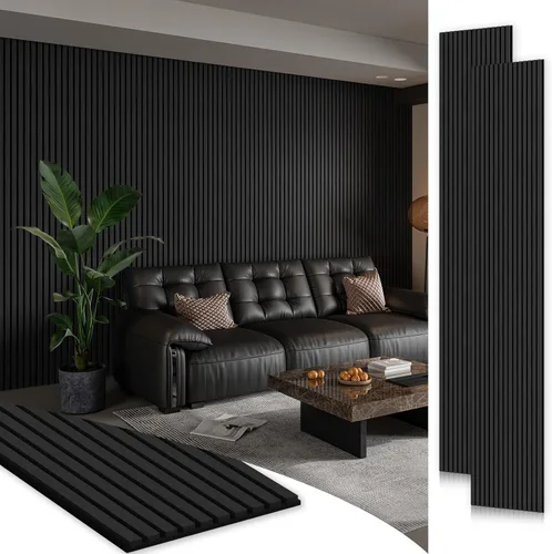 SMARTSTANDARD Paquete de 2 Paneles de Pared de Listones de Madera de 106" x 20.5", Paneles de Pared de Madera Insonorizados, Paneles de Madera Roble