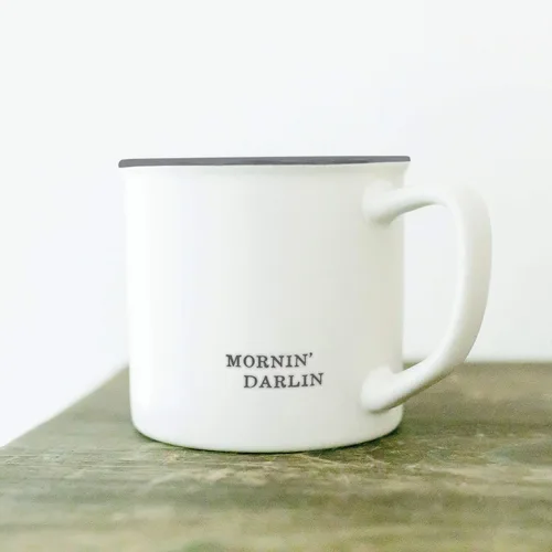 Miniatura 2 de Santa Barbara Design Studio Tazas de Café en Blanco y Negro con Diseños Cara a Cara, Taza de Gres de 16 Onzas, Mornin' Darlin