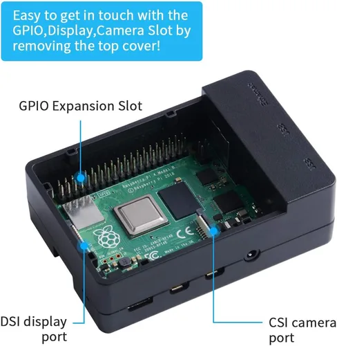 Miniatura 5 de GeeekPi Funda para Raspberry Pi 4 con fuente de alimentación de 18 W, 5 V, 3.6 A, funda Pi 4B con ventilador PWM de 1.575 x 1.575 x 0.394 in y 4