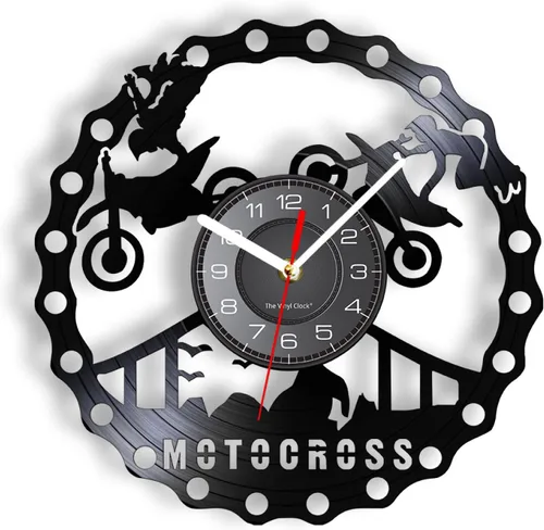 Reloj de pared de 12 pulgadas, estilo vintage, motocross, carreras, Brappp, decoración moderna, reloj de pared Dirtbike Trick Riding disco de