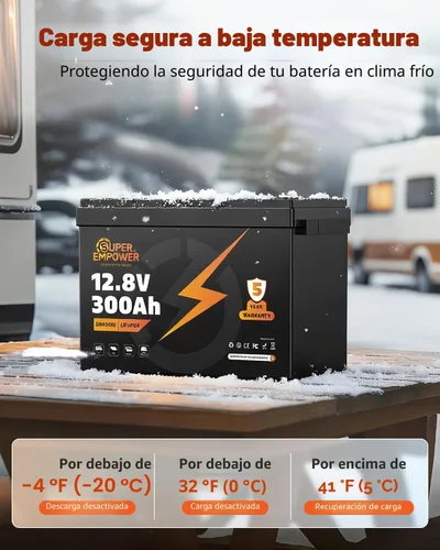 Miniatura 4 de Batería de litio LiFePO4 de 12 V 300 Ah, batería LiFePO4 de ciclo profundo para RV con protección a baja temperatura, BMS de 200 A, 3840 Wh, ciclos