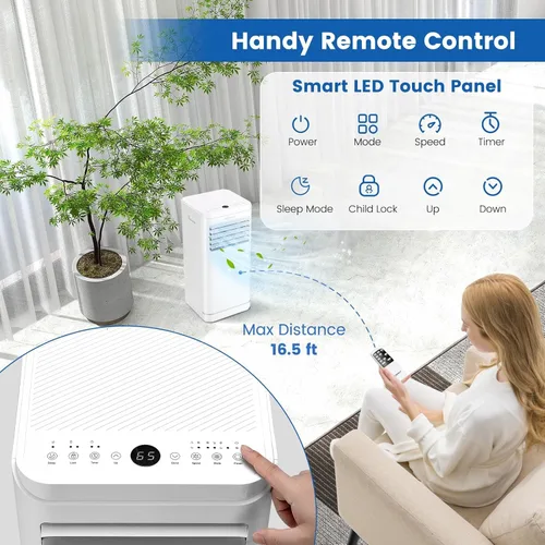 Miniatura 5 de KOTEK Aire acondicionado portátil para habitación de hasta 250 pies cuadrados, unidad de CA 3 en 1 de 8000 BTU para dormitorio con Blanco-8000BTU