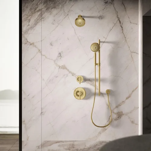 Miniatura 9 de KOHLER 22166-2MB Purist - Ducha de mano con cuatro funciones, cabezal de ducha de mano con 3 ajustes de pulverización, 2.5 GPM, latón moderno Latón