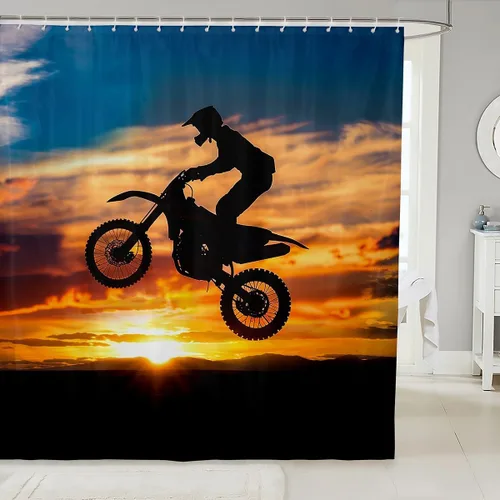 Miniatura 17 de Feelyou Cortina de ducha de fútbol para decoración de baño, básquetbol, deportes, cortina de baño, accesorios de baño, béisbol negro, tela