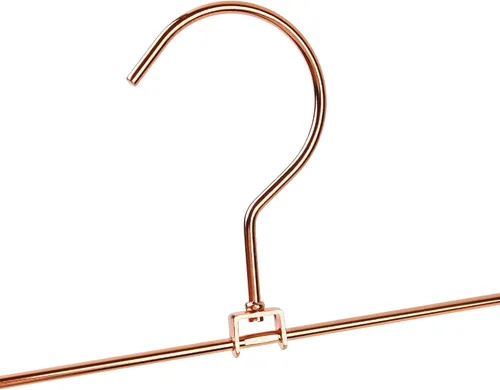 Miniatura 5 de Percha para pantalones de metal dorado y cobre brillante, percha para falda y pantalones de oro rosa, colgador que ahorra espacio con clips