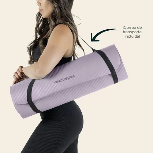 Miniatura 7 de Retrospec Solana - Tapete de yoga de 1 pulgada de grosor con correa de nailon, unisex, antideslizante, para yoga, pilates, estiramiento, ejercicios