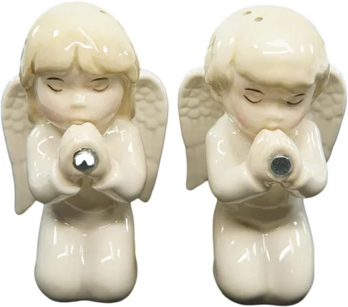 Miniatura 3 de Ebros Praying Boy And Girl Angels On Their Knees - Juego de salero y pimentero de cerámica, juego coleccionable de anfitriones angelicales, mesa