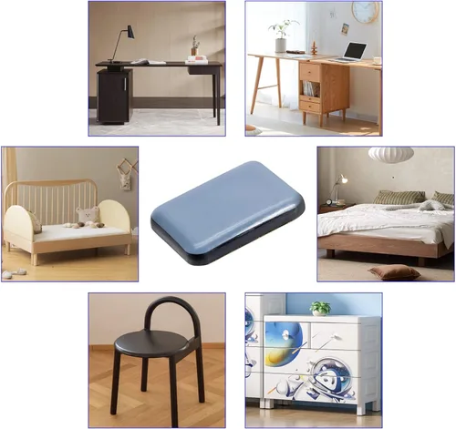 Miniatura 6 de 24 deslizadores de teflón autoadhesivos para muebles, de 1.35 x 0.98 pulgadas, rectangulares para muebles, almohadillas móviles para alfombras
