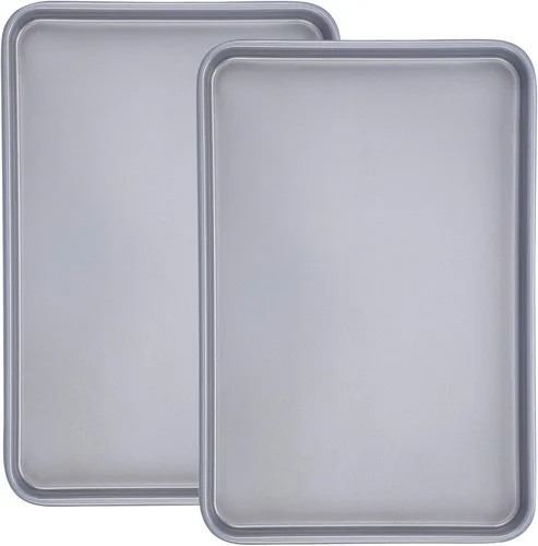 Miniatura 8 de Beasea Paquete de 2 bandejas para hornear, bandeja de galletas de 10 x 14.6 pulgadas, antiadherente, de acero al carbono, para horno, bandejas