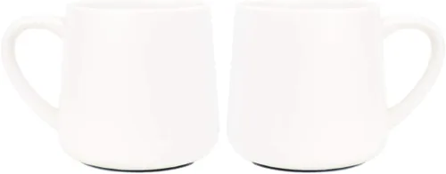Bosmarlin Juego de 2 tazas de café de cerámica brillante, taza de té para oficina y hogar, 18 onzas, adecuadas para lavavajillas y microondas Blanco