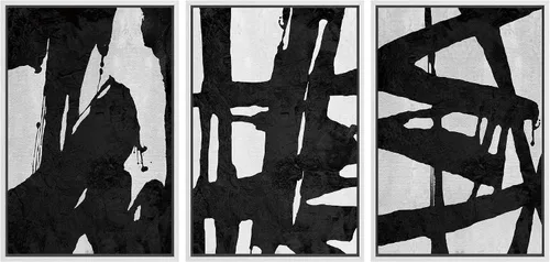 Miniatura 136 de wall26 Lienzo enmarcado para pared, juego de arte impreso con collage de polígonos en espiral negro y tostado, ilustraciones de patrones abstractos