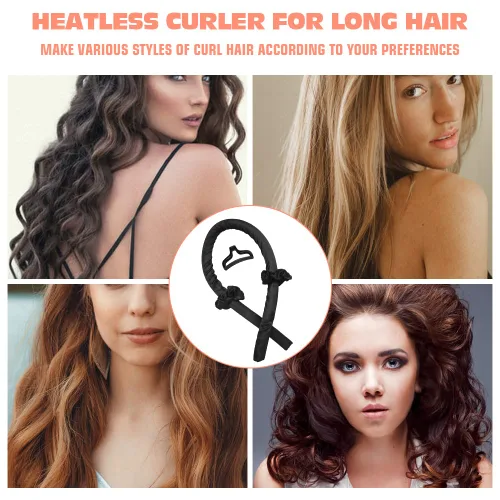 Miniatura 2 de Diadema de Varilla Rizadora Sin Calor, Cinta de Seda Sin Calor, Varilla Rizadora, Rulos para el Cabello, Rizos con Clip de Garra para el Cabello
