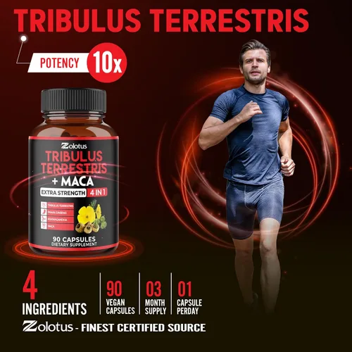 Miniatura 6 de Zolotus Cápsulas Premium de Tribulus Terrestris - Combinadas con Ashwagandha, Panax Ginseng y Maca - 90 Unidades para 3 Meses