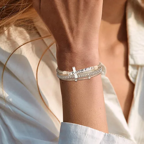 Miniatura 2 de Fesciory Pulsera de leopardo para mujer, pulsera de cuero bohemio multicapa con perlas de cristal