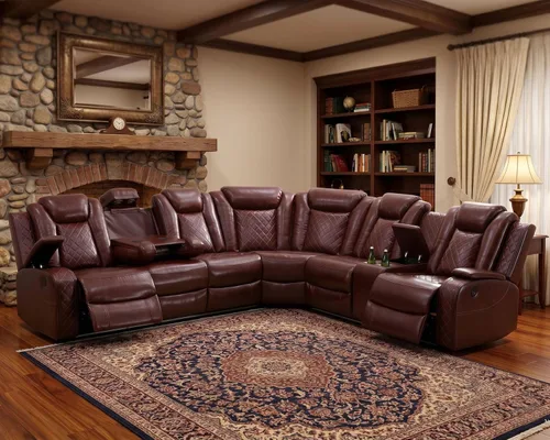 Miniatura 10 de Breathing Leather Sectional Sofa with Dual Power Recliner, 6 Seater L Shaped Reclining Couch for Living Room, Sectional Couch with Reading Lamp/USB