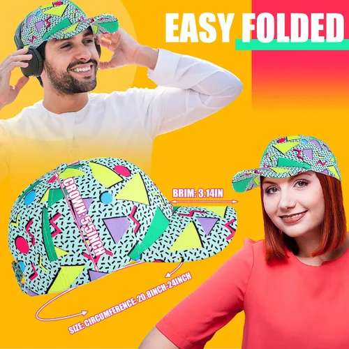 Miniatura 2 de Riñonera de 2 piezas de los años 80 y 90 para mujeres y hombres, traje de los años 90, sombrero de cintura ajustable, bolsa retro para hombre