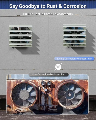 Miniatura 3 de iLIVING Ventilador de escape de obturación de 20 pulgadas, resistencia a la corrosión, velocidad única