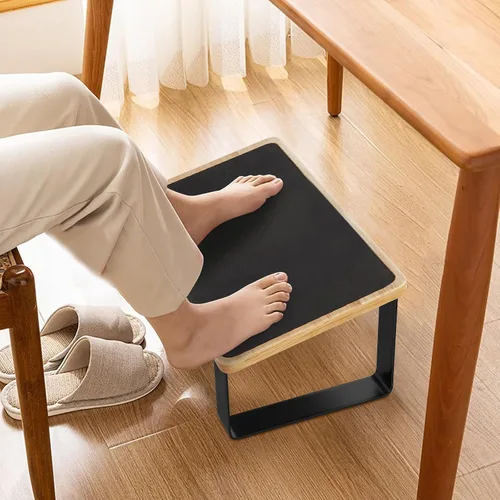 Miniatura 6 de Reposapiés para debajo del escritorio en el trabajo, taburetes ergonómicos de madera con metal con superficie de goma antideslizante, reposapiés