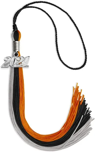 Miniatura 146 de Endea Graduation Borla de triple color con gota de fecha plateada (negro/dorado/granate, 2020)