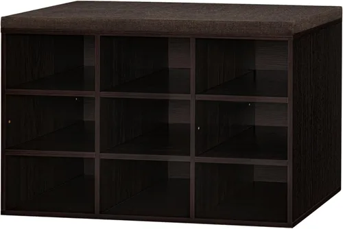DINZI LVJ Banco para zapatos, organizador de zapatos de 9 compartimentos para entrada, banco de almacenamiento con cojín, estante para zapatos con