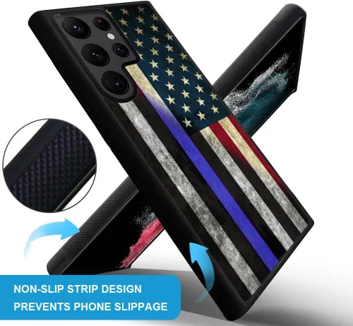 Miniatura 2 de ZHEGAILIAN Funda para Samsung Galaxy S22 Ultra - Thin Blue Line American Flag Design, protección contra caídas para pantalla de 6,8 pulgadas
