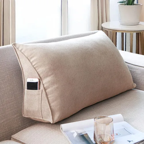 Miniatura 13 de Almohada de cabecera con protección de cintura, almohada de lectura, almohada triangular de cuña, cojín de espalda larga con funda extraíble
