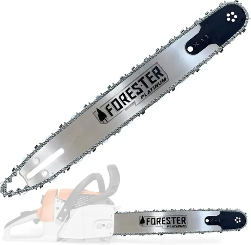 FORESTER Combo de barra guía de motosierra de repuesto Platinum de 20" y cadena - 20 pulgadas de longitud, paso de 3/8", calibre .050, montaje D009,