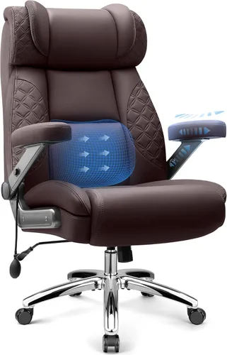 Silla de Oficina para Escritorio, Silla Ejecutiva de Oficina para Computadora Grande y Alta, Silla de Oficina Extra Ancha de 500LBS de Alta Café