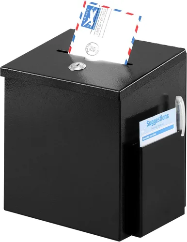 xydled Caja de sugerencias montada en la pared con cerradura de llave, caja de depósito de metal para donación/boletas/votación/colección/llaves con