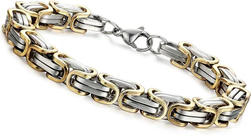 Miniatura 5 de Jstyle Collar de cadena de acero inoxidable para hombre Pulsera bizantina para hombre Juego de joyas para hombre de 85 pulgadas y 2224 pulgadas