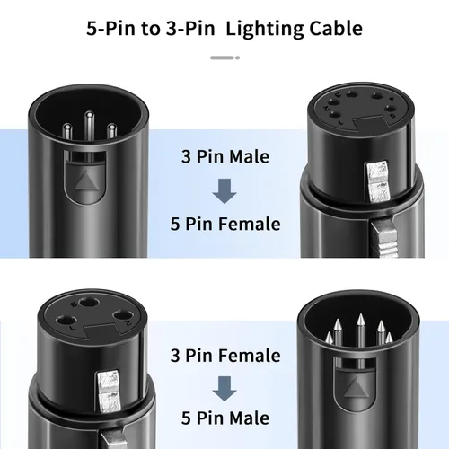 Miniatura 3 de Paquete de 2 cables adaptadores XLR profesionales de 3 pines macho a DMX de 5 pines hembra de 12 pulgadas para control de iluminación, micrófonos