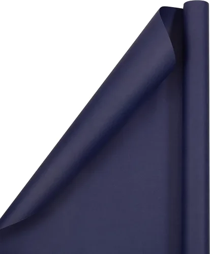 Miniatura 45 de JAM Paper Envoltura de regalo mate – 50 pies cuadrados en total (30 pulgadas x 10 pies cada uno) – Azul brillante mate/Azul pavo real – 2 rollos por
