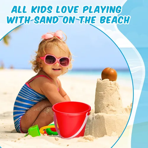 Miniatura 4 de Didaey 24 cubos de arena para playa a granel para niños de 5 pulgadas, coloridos y divertidos cubos de plástico y molde de castillo de arena para 4