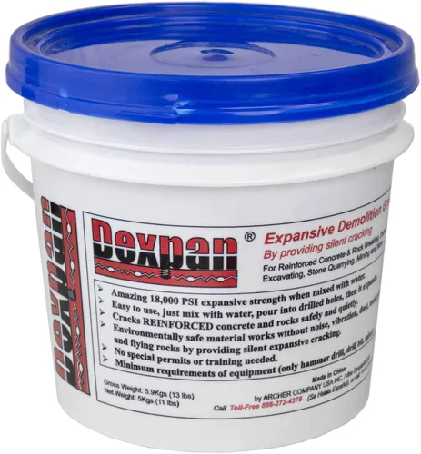 Miniatura 4 de Expansive lechada para demolición, 11 libras en cubeta para quebrar roca, cortar concreto, excavar, canteras y minería alternativa para explosión