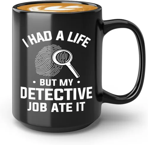 Taza de café detective de 15 onzas, color negro -i had a - oficial de policía policía patrulla detective sheriff policial policía Academia de