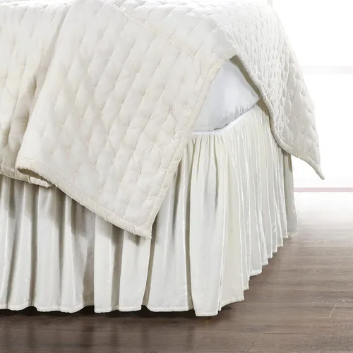 Miniatura 10 de HiEnd Accents Stella - Falda de cama de terciopelo de seda sintética, color negro, tamaño Queen, ropa de cama romántica moderna occidental