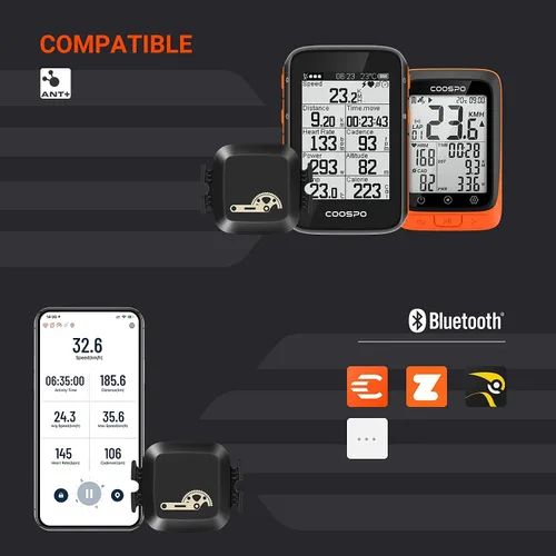 Miniatura 7 de Computadora de bicicleta COOSPO inalámbrica con GPS, velocímetro de bicicleta con retroiluminación automática, computadora de ciclismo GPS Bluetooth