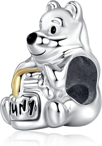 Miniatura 93 de Dijes de plata de ley 925 de dibujos animados de pato, ratón, oso, elefante, dragón chino, cuentas colgantes para pulseras y collares, joyería