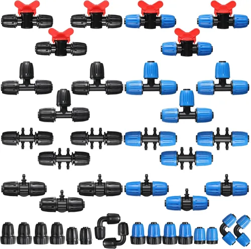 Glooglitter Kit de 40 accesorios de riego de tubería de 1/2 pulgada de diámetro interior x 0.6-0.63 de diámetro exterior de 0.63 pulgadas,