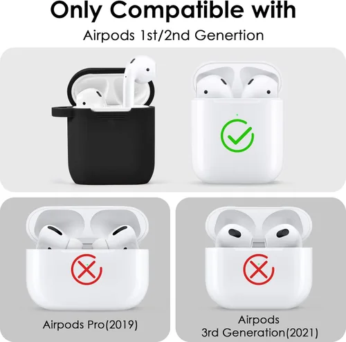 Miniatura 3 de Filoto Compatible con Funda para Air pod, Linda Funda Apple 2/1 para Mujeres, Funda Protectora de Silicona con Llavero de Pulsera (Negro)