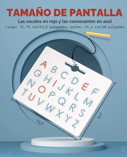 Miniatura 2 de GAMENOTE Tablero magnético de letras de doble cara – 2 en 1 con imanes del alfabeto, tablero de trazado para niños pequeños, letras ABC, mayúsculas