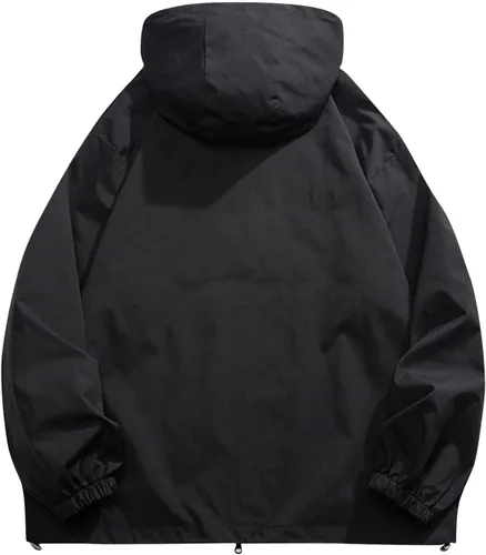 Miniatura 2 de RTRDE Chaqueta impermeable ligera con capucha para hombre, chaqueta cortavientos ligera, M-5XL