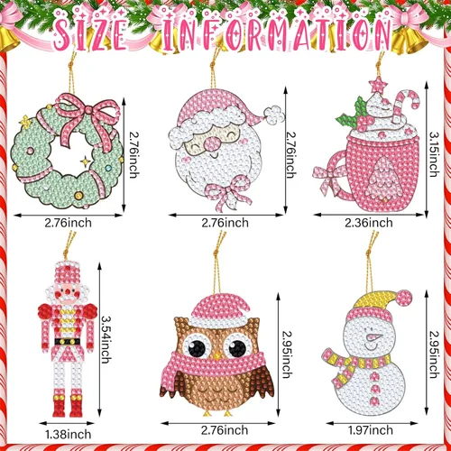 Miniatura 2 de Hungdao Kits de Arte de Diamante de Navidad de 64 Piezas Adornos de Arte de Diamante Kits de Arte de Diamante de Navidad para Adultos Papá Noel