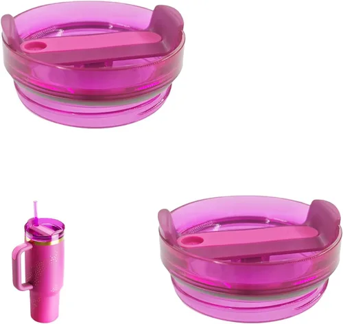 Miniatura 18 de Paquete de 2 tapas para vaso de 40 onzas compatibles con Stanley Quencher, cubiertas de vaso de acero inoxidable a prueba de derrames y resistentes
