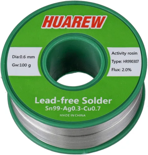 Alambre de soldadura sin plomo con núcleo de colofonia para soldadura eléctrica (0.024 in, 3.53 oz)
